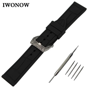 

Silicone Rubber Watch Band 24mm for Sony Smartwatch 2 SW2 Stainless Carved Pre-v Buckle Strap Wrist Belt Bracelet Black + Tool
