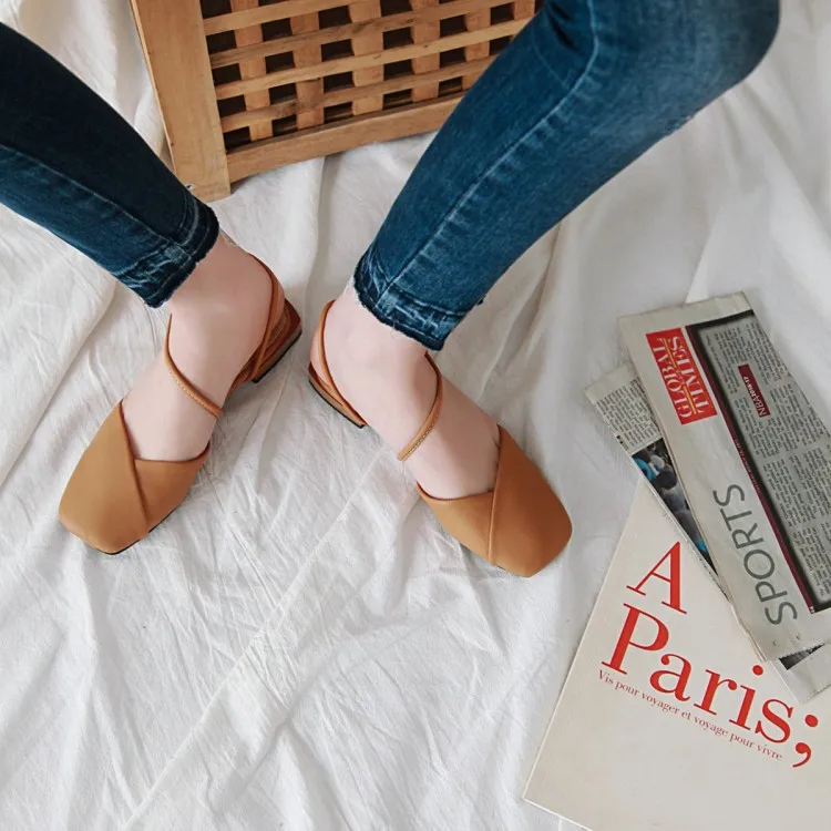 

Big Size 11 12 13 14 15 16 17 18 19 summer flat sandals ladies women shoes Square-headed low-heeled women's shoes