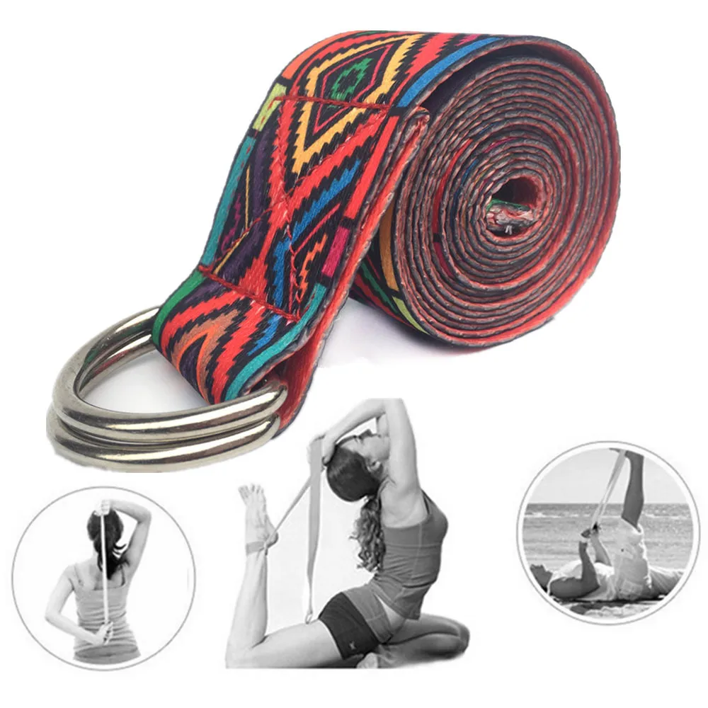 185CM Adjustable D-Ring Gym Waist Sport Yoga Stretch Strap Leg Fitness Belt streching tape for exercise cinturon de yoga#XP25