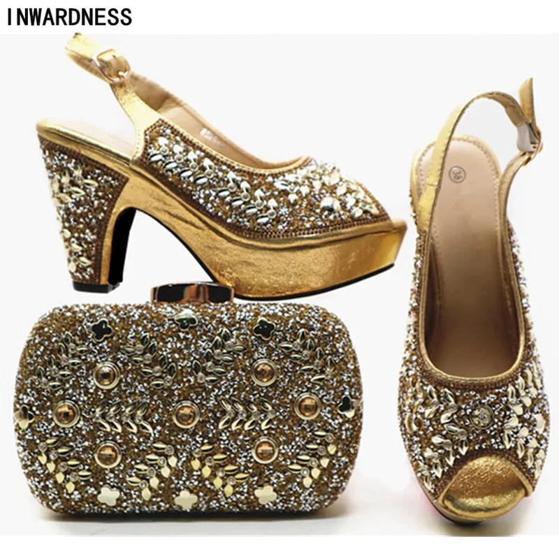 New Italian Ladies Shoes and Bags To Match Set Decorated