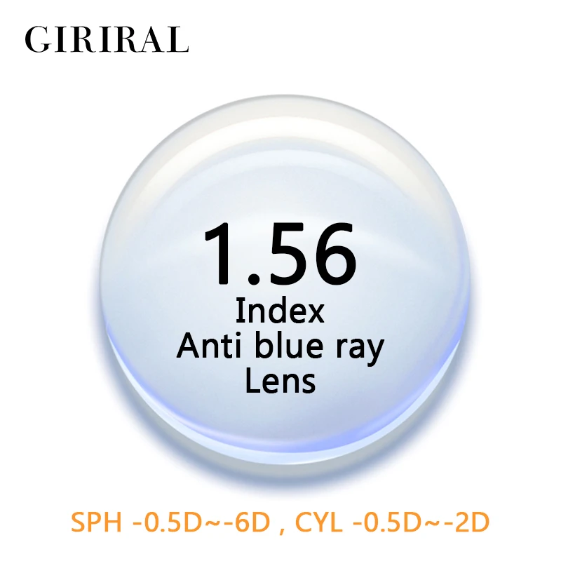 

1.56 Index CR-39 Anti blue ray lenses eye computer goggles prescription optical myopia reading clear glasses lenses #1.56FLG
