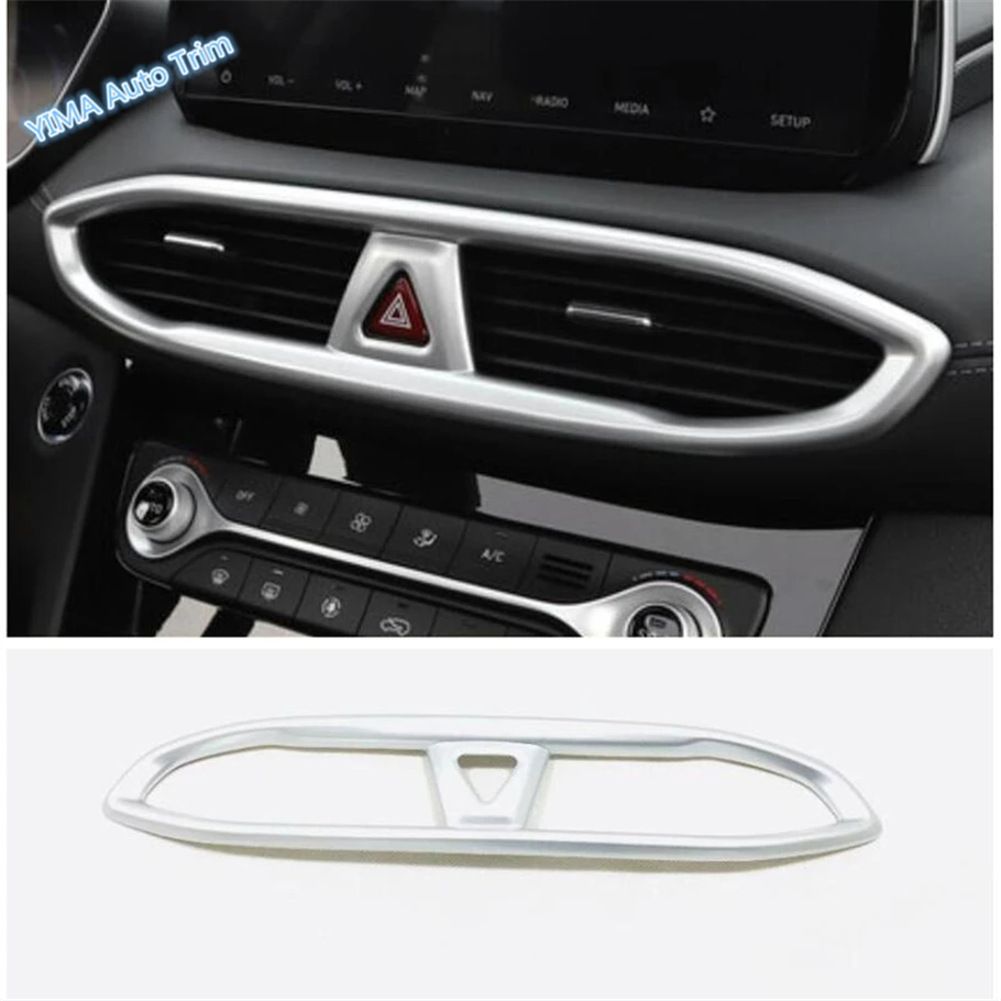 

Lapetus Auto Styling Center Air AC Vent Outlet / Warning Lights Cover Trim Fit For Hyundai Santa Fe 2019 Matte Carbon Fiber ABS