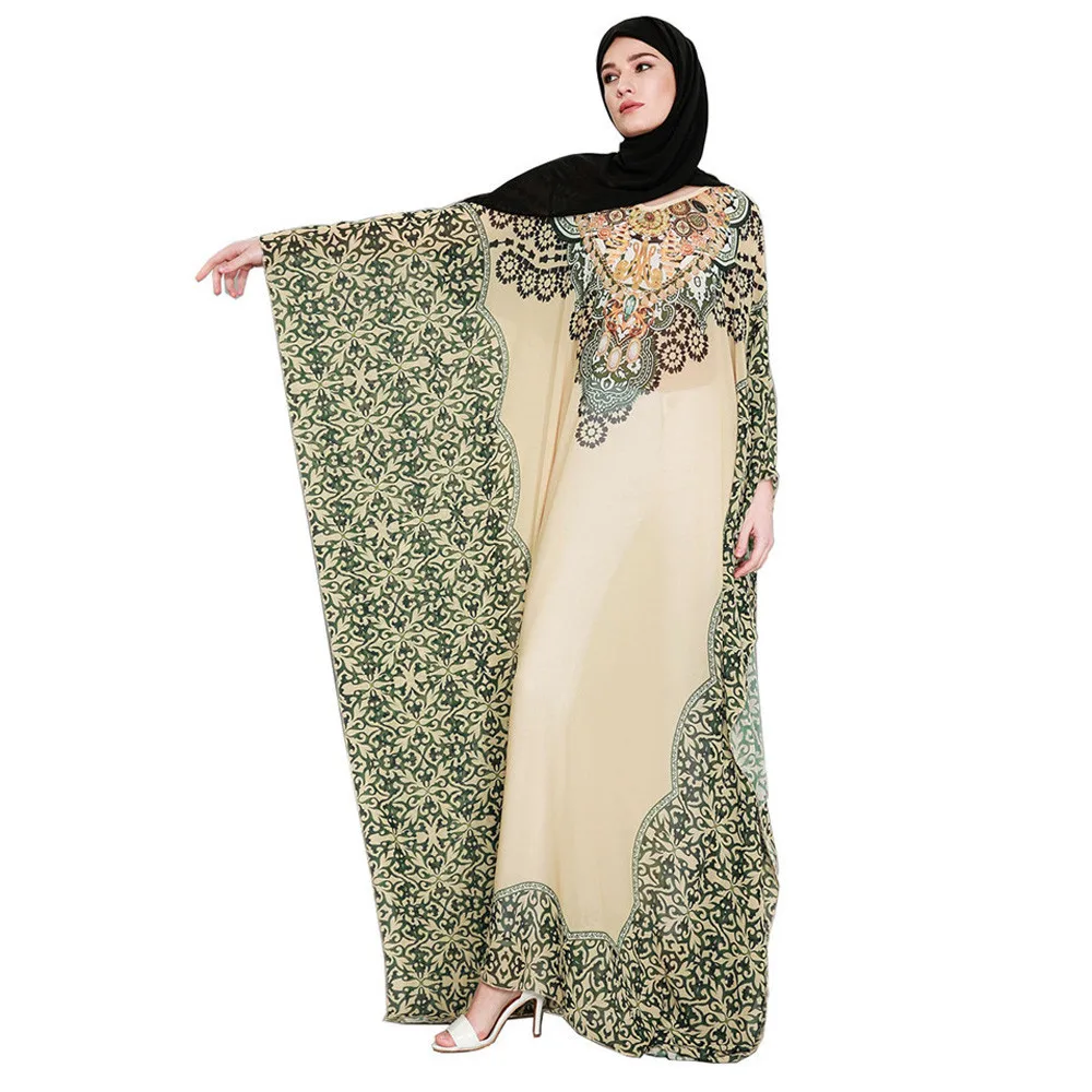 ОАЭ Abaya Дубай Кафтан Малайзия гофрированные мусульманские женщины печать легкая