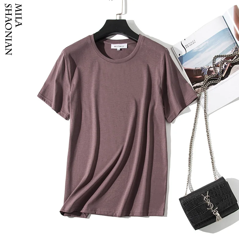

Summer Casual Plus Size Solid Color Tshirt Women O-Neck Short Sleeve Simple T shirt Basic Ladies Hot Sale Stretch White Top Tees
