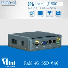 Celeron j1900 Mini PC Intel Dual Lan Core Win7 / Linux / Windows Desktop Thin client Micro Computer Mini PCs with RAM 4G SSD 64G