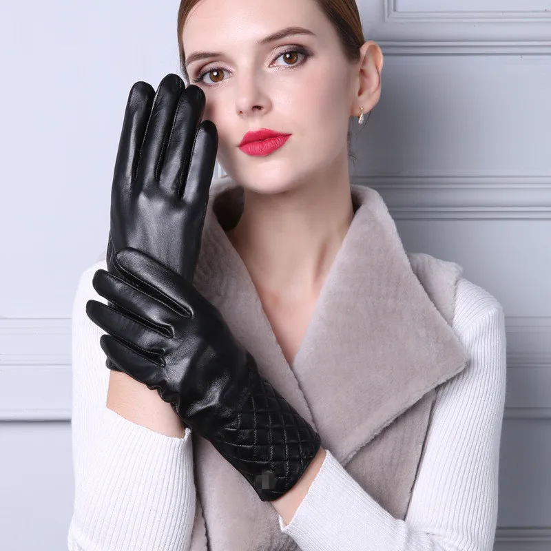 New Arrival Woman Sheepskin Real Leather Female Women Gloves Winter