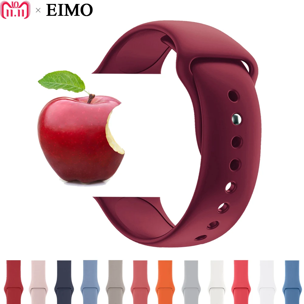 

EIMO Sport Silicone strap For Apple Watch Band 42mm 44mm 40mm 38mm Iwatch Series 4/3/2/1 Wrist Bracelet Watchband Watch Belt