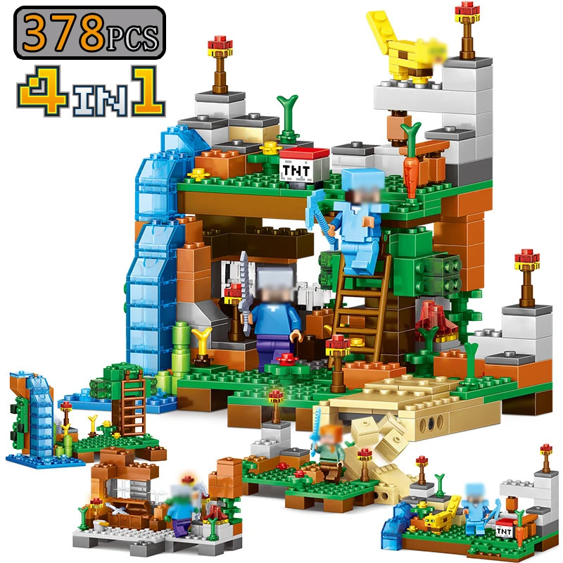 

378 PCS 4 in 1 Interoperability Legoed Minecrafted Numbers Building Designers Bricks Set My World Educational Toys For Children