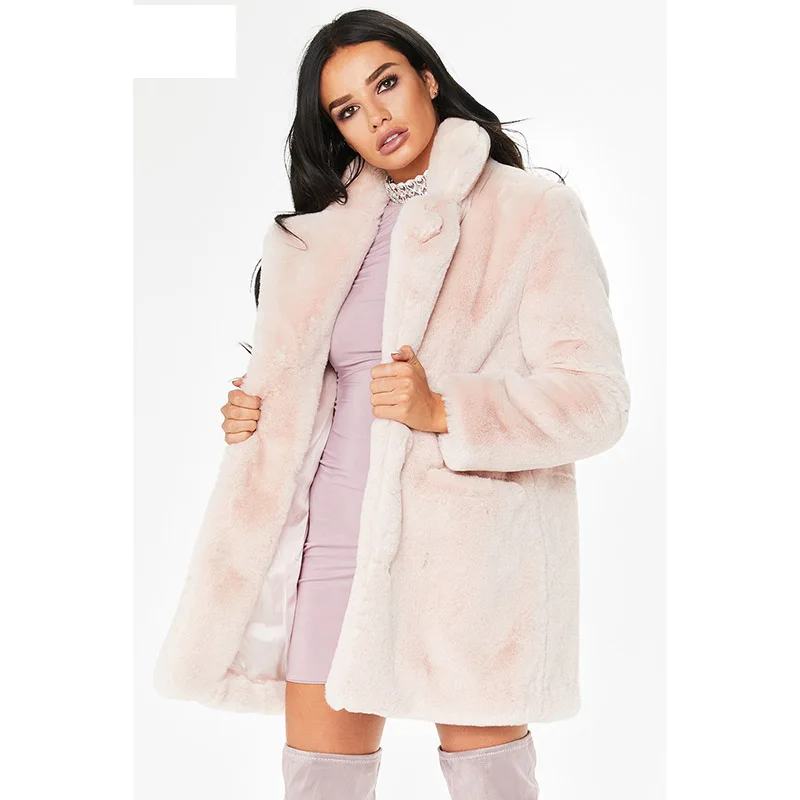 Autumn Winter Coat Women 2018 Fashion Faux Fur Coat Women Casual Faux Rabbit Fur Jacket Warm Furs Coats Pocket Outwear Plus Size