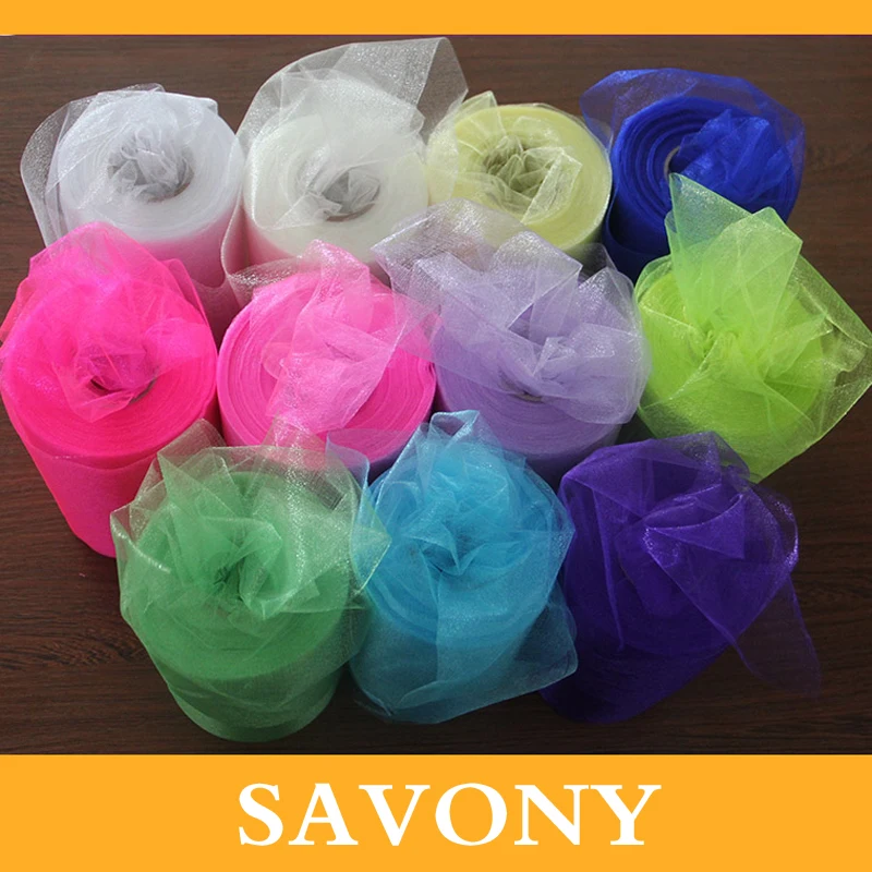 

5500cmX14cm Colorful Tissue Tulle Roll Spool Craft Wedding Party Decoration Organza Sheer Gauze Element Table Runner