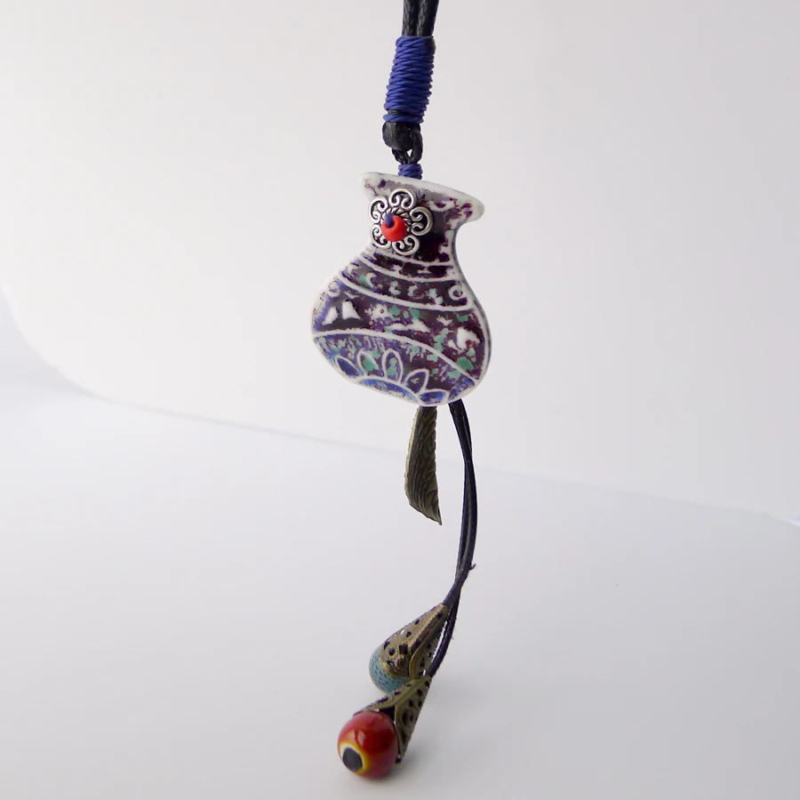 Китайские керамические ювелирные изделия керамические красочные бутылки кулон ожерелье s ручной работы DIY модное ожерелье для женщин# EY104