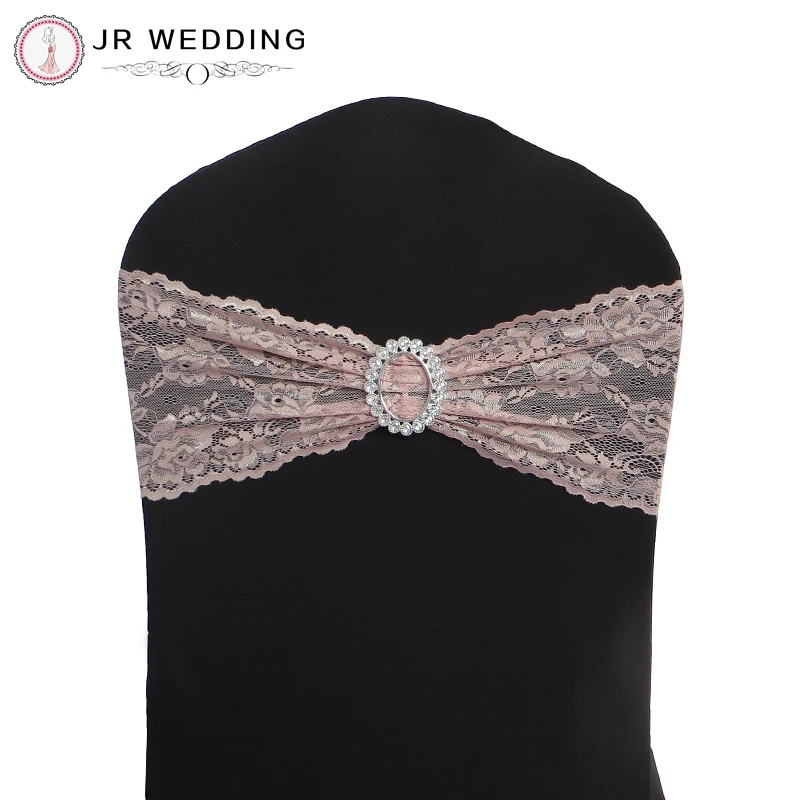 

100PCS Wholesale Fashion Free Shipping Lotus Color Lace Chair Bands For Wedding Decorations Banquet Chair Covers Decoration