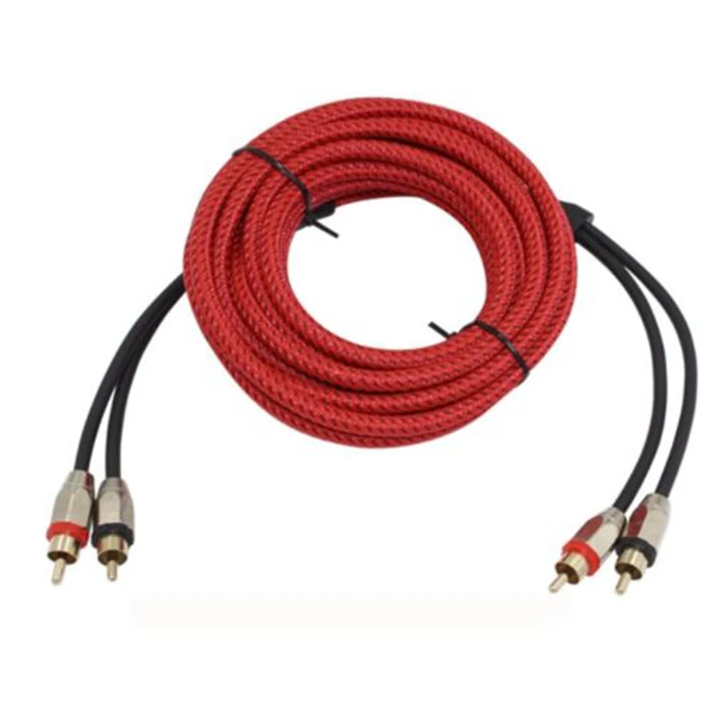

5m to RCA audio cable power cable speaker wire 1pcs car audio amplifier sets RCA Advanced metal head car stereo audio cable