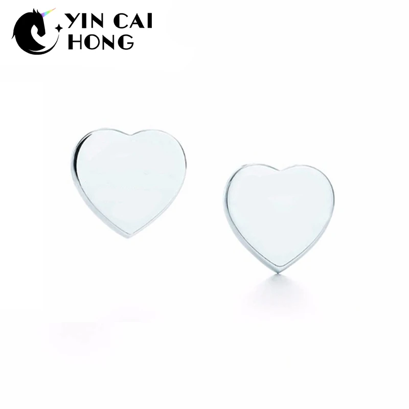 

YCH Charm Gift 925 Sterling Silver White Heart Shape TIFF Attractive Elegance Temperament Earrings World Jewelry