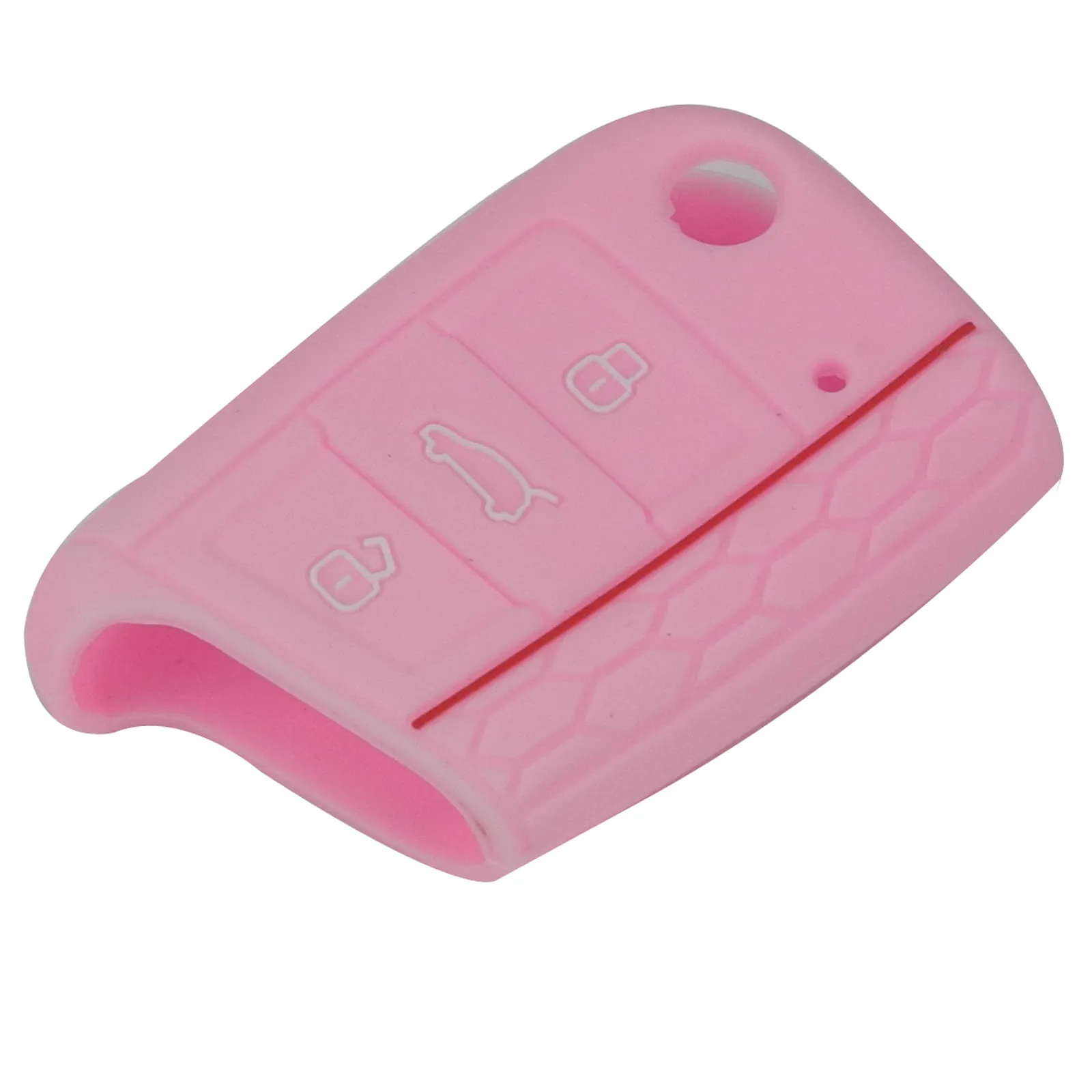 Jingyuqin 3 кнопки Автомобильный ключ чехол для VW Polo Golf 7 Tiguan для Skoda Octavia Kodiaq для сиденья Ateca Leon Ibiza - Название цвета: Pink