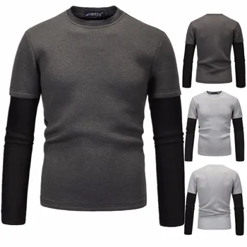 

2016 autumn and winter man clothes high-end space cotton men sweatshirt false two piece man hoodies D023