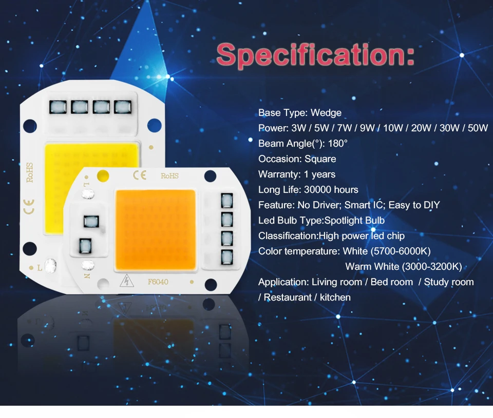 COB Чип светодиодный светильник 10 Вт 12 Вт 20 Вт 30 Вт 50 Вт AC 220 В IP65 умный IC лампада светодиодный светильник без необходимости драйвер для Светодиодный прожектор чип точечный светильник