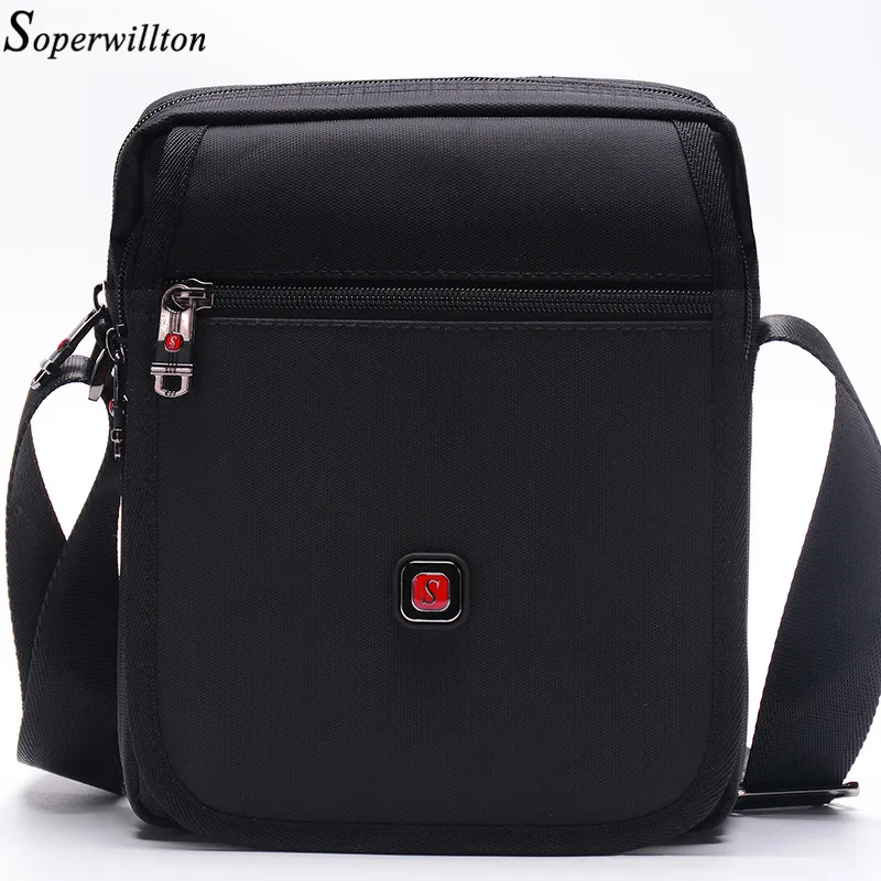 Soperwillton Brand Men Messenger Bags Casual Man Bag Clamshell Flap Cover Crossbody Bag Black Oxford Bag Male Real shot #1051