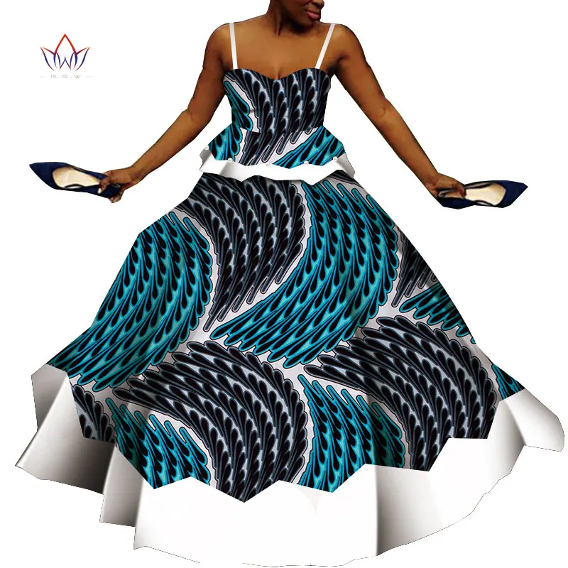 Африканский Дашики печати платье укороченный топ юбка набор вечерние свадебные слинг сексуальное платье африканская женская одежда