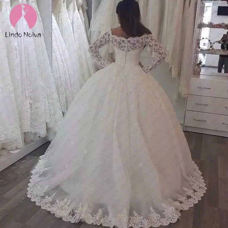 Халат де mariée 2019 одежда с длинным рукавом винтажные Свадебные платья платье невесты из тюля Bruidsjurken бальное платье кружево аппликации Boda