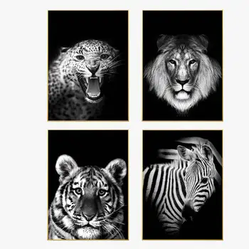 

Modern canvas painting black and white animals photography canvas posters prints wall pictures for living room home decoracion
