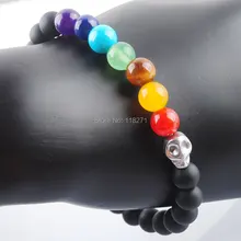 WOJIAER натуральный черный оникс смешанный камень драгоценный круглый 8 мм браслет бусины Будда 7 дюймов ювелирные изделия PK3176