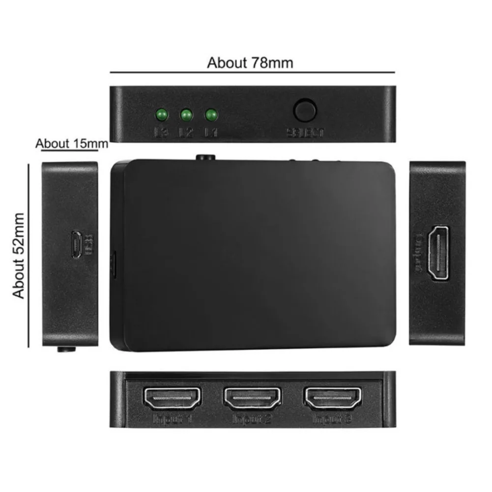 3 в 1 выход сплиттер коммутатор для HDMI 3 порта дистанционного управления 1080P HD автоматический переключатель компьютера аудио видео концентратор