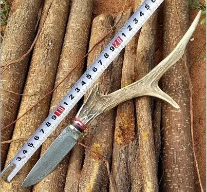

2016 Cutting tool outdoor knife Damascus knife Small horn pentium straight knife Gift collection knife True horns