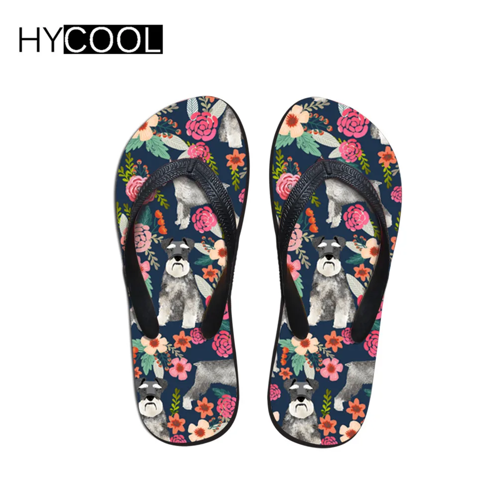 HYCOOL Kawaii Шнауцер печати берег обувь женские легкие тапочки плоские женские спортивные Босоножки 2018 Новая Вода обуви цветочный