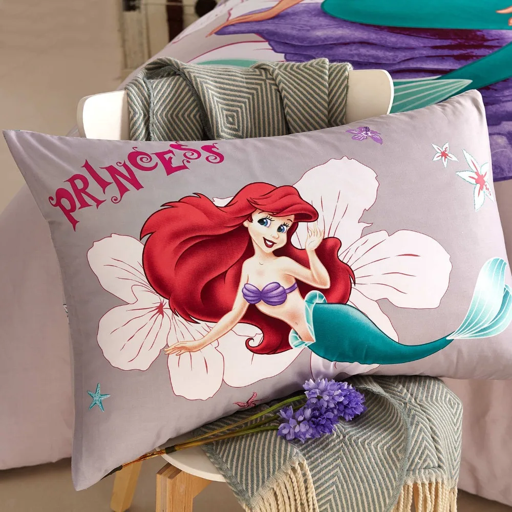 Disney Cartoon Little Mermaid Ариэль серый комплект постельного белья для девочек декор