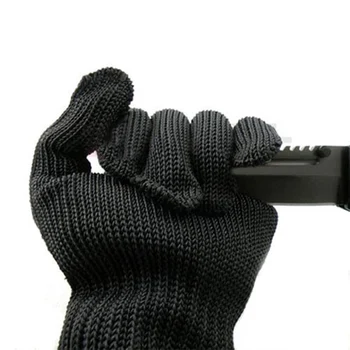 ZK20 Dropshipping 1 Pair Black Working Safety Gloves Cut Resistant Protective Stainless Steel Wire Butcher