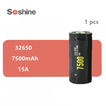 

Soshine NCR 32650 battery 3.7V 7500mAh Rechargeable battery Li-ion Battery 15A Max 25A with PCB Protected Board High Quality