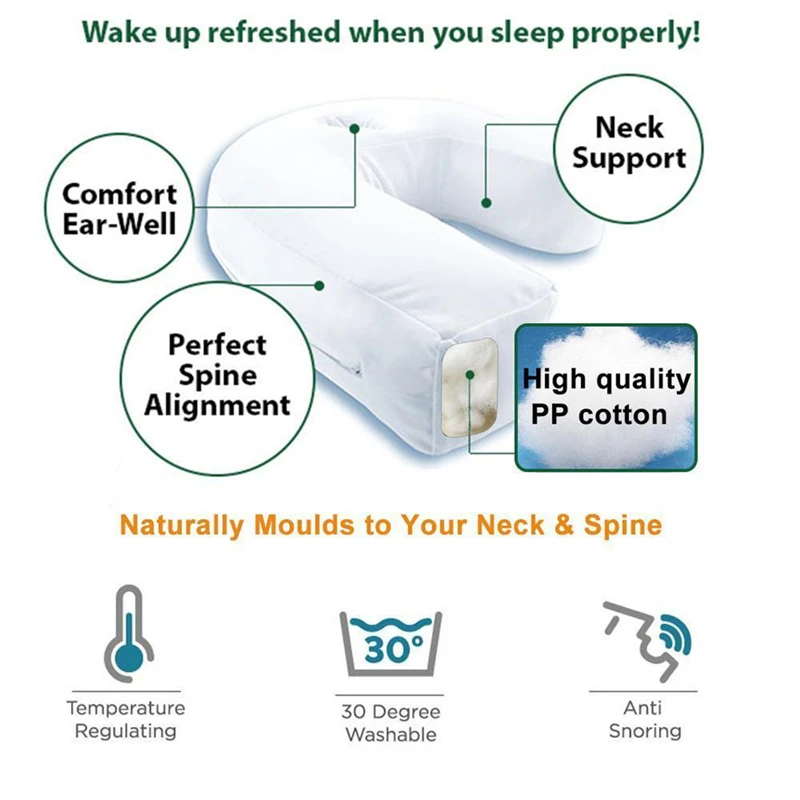 High Side Sleeper Pillow Neck Care Massage Sleep Buddy U-Shaped Waist Support Pillow Help Sleep