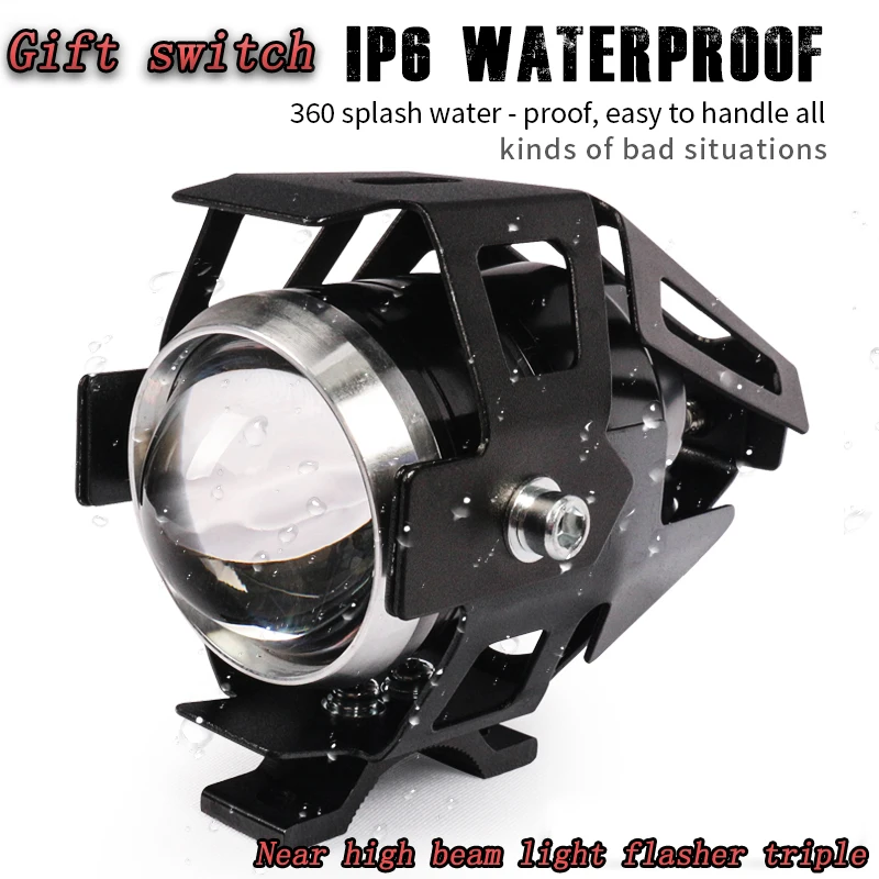 

2PCS motorcycle headlights auxiliary lamp led motorbike spotlight accessories moto DRL head lights Near high beam light flasher