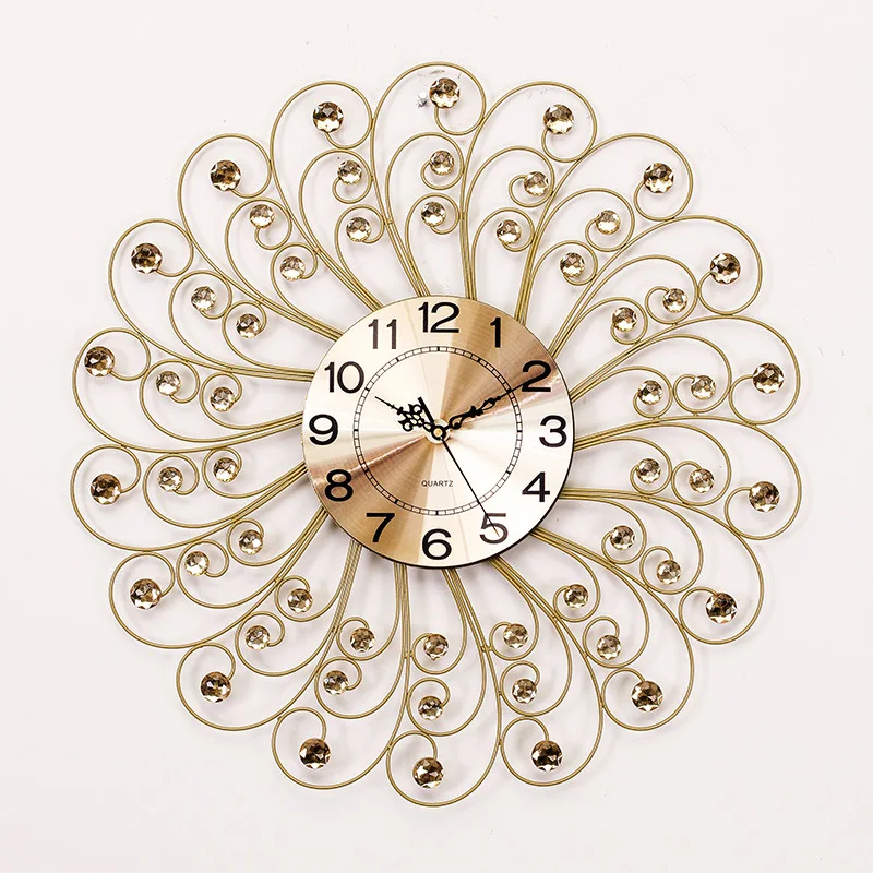 

European Silent Movement Crystal Creative Living Room Wall Clock Modern Bedroom Wall Wall Clocks Modern Design