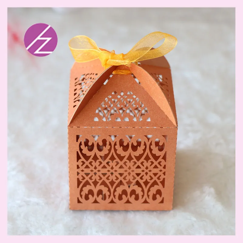 

50pcs laser cut Shining pearl paper Craft Baptism Christening Decoration mini cupcake boxes wedding favors gift box paper Bags