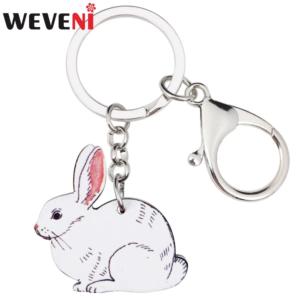 

WEVENI Acrylic Easter Hare Bunny Rabbit Key Chains Keychain For Women Girl Bag Purse Car Female Pendant bag Animal Charms GIFT