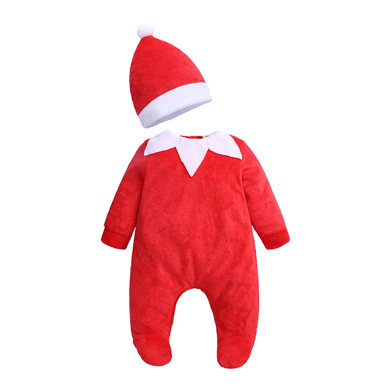 

Fleece Father Christmas Newborn Clothes Suit Winter Baby Boy Rompers Hat 2pcs Suits Pajamas Jumpsuits Santa Costumes Sleepwear