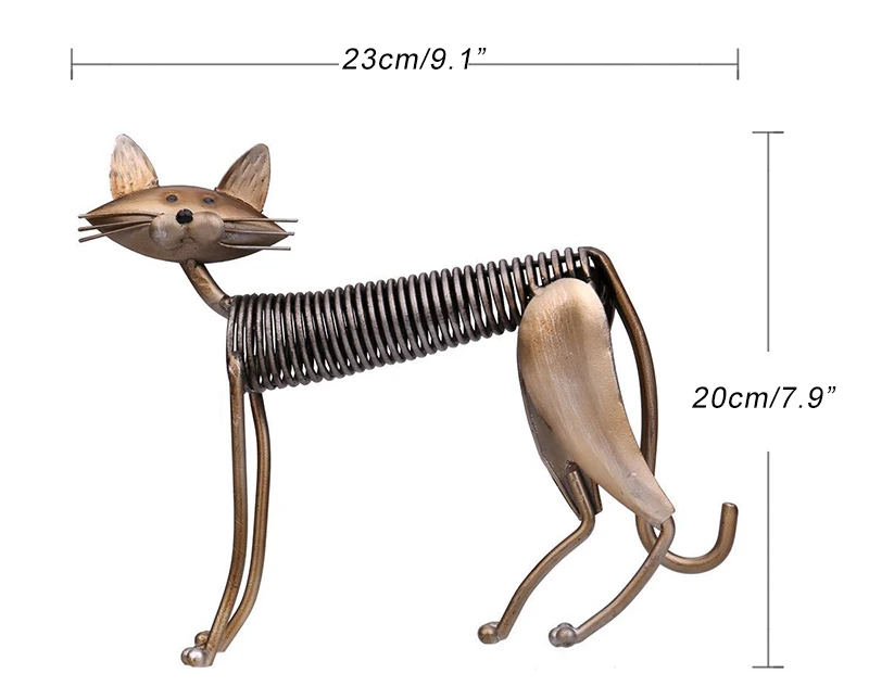 Европейские металлические весенние фигурки кошек, украшения, креативные железные весенние миниатюрные настольные фигурки для кошек, аксессуары для украшения дома, подарки