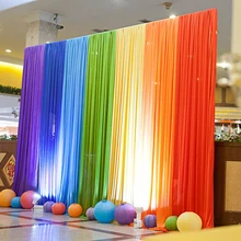 Фотография Wedding backdrops new arrival colorful rainbow wedding backgrounds drapery for stage decoration 10 ft x 10 ft