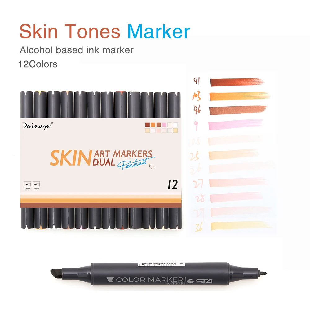 st12 manga colors double ended brush markers skintones art marker set for sketch graphic design - Skin Color Markers st12 manga colors double ended brush markers skintones art marker set for sketch graphic design - Skin Color Markers