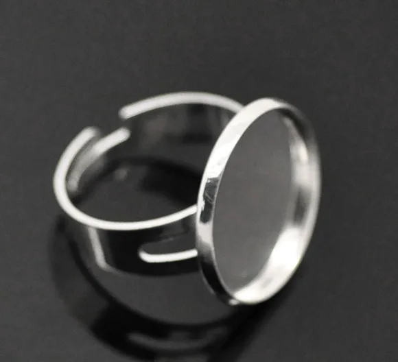 Регулируемые медные кольца DoreenBeads круглые посеребренные настройки кабошона