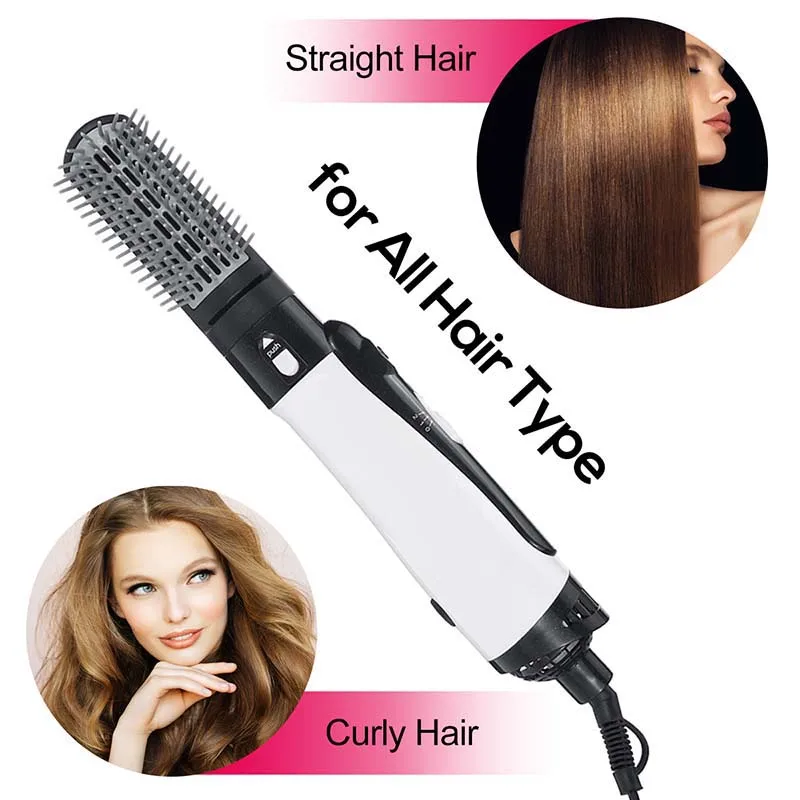 Professional 2 In 1 Hair Styler Styling Tools Electric Hair Curler Roller Curling Iron Brush Rotating Hair Dryer Comb Us Plug