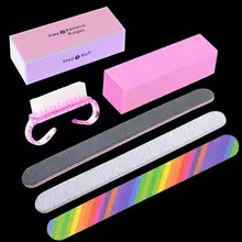 6 шт./компл. наклеки для ногтей файл блочная щетка УФ-гель для ногтей Набор для маникюра, в который входят Medicure педикюр Полировка и шлифовка ногтей DIY инструмент для нейл-арта