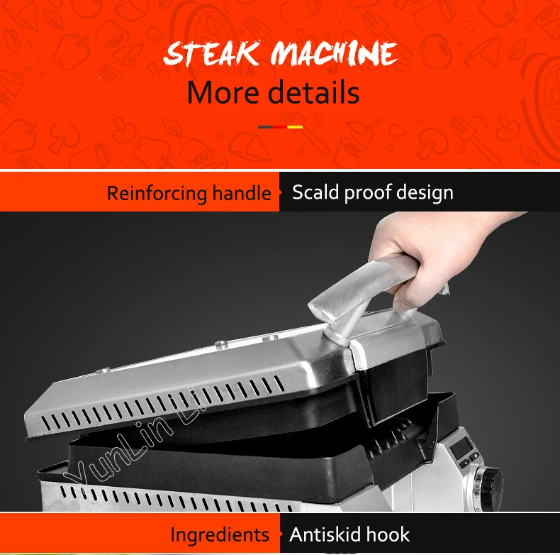 Электрическая антипригарная сковорода Griddles профессиональная ГОВЯЖЬЯ машина для стейков корпус из нержавеющей стали машина для стейков TSK-26R2ET14