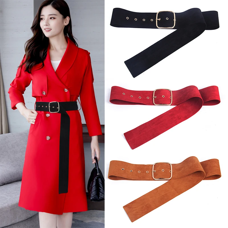 ﻿Buy Newest brown coat belt women s belts long gold pin buckle sweater