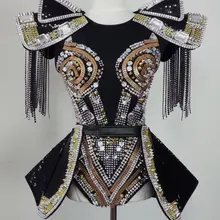 Красный, черный, красный панцири Стиль Бар Женский DJ DS костюмы кристаллы боди, декорированное камнями ночной клуб танец r сценическое шоу костюм для танцев