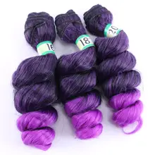 Два тона Омбре, черный, фиолетовый, красный, бордовый, свободная волна, синтетические волосы для наращивания, высокая температура, пучок волос для черных женщин