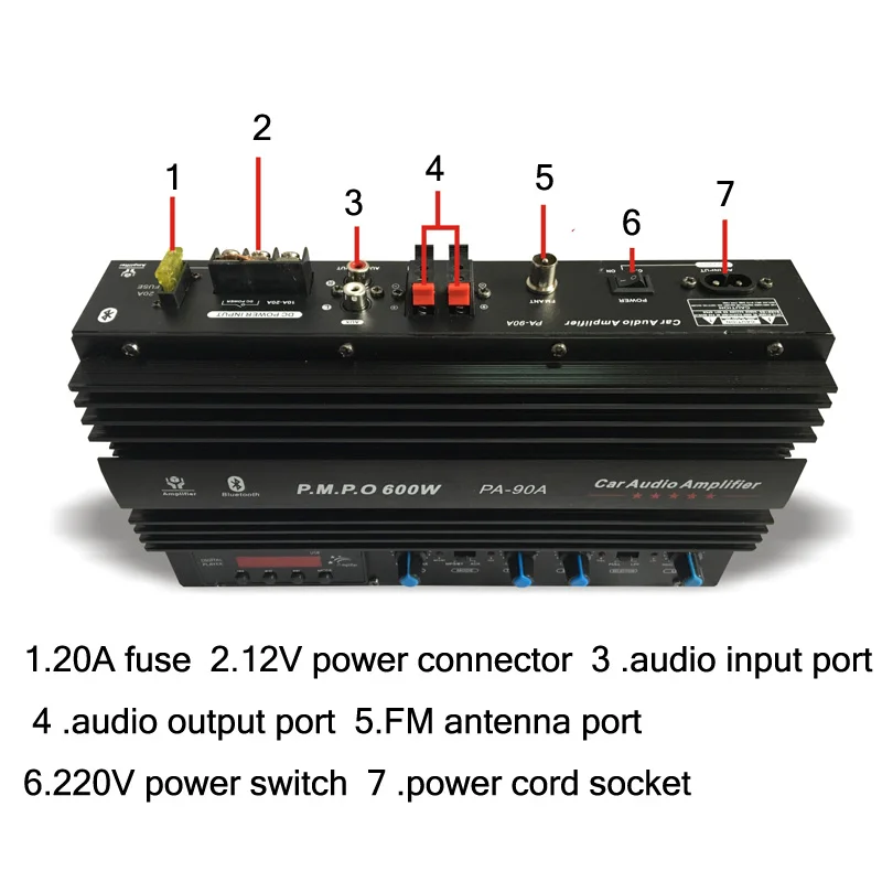 Новое поступление 600W 12V 220V 2-канальный Bluetooth автомобильный усилитель двойного назначения с высоким уровнем Мощность Автомобильные усилители с пультом дистанционного управления Управление