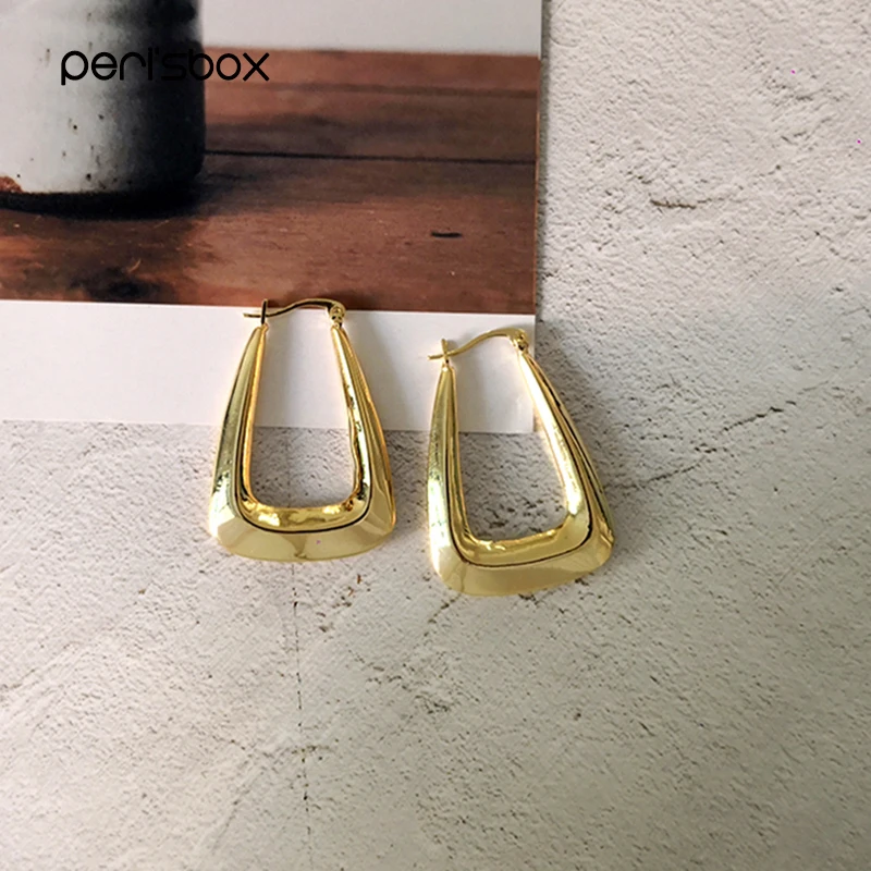 Peri'sBox Золотые Большие серьги в форме треугольника для женщин массивные